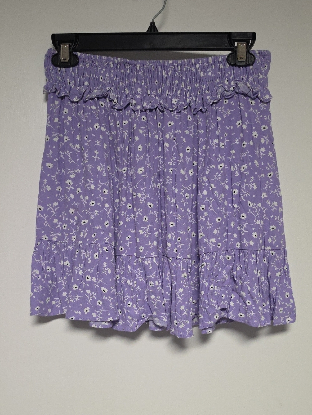 ZARA Lilac Floral Smocked-Waist Mini Skirt Size S